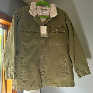 NWT Stoosh vintage denim trucker jacket, sage green, large